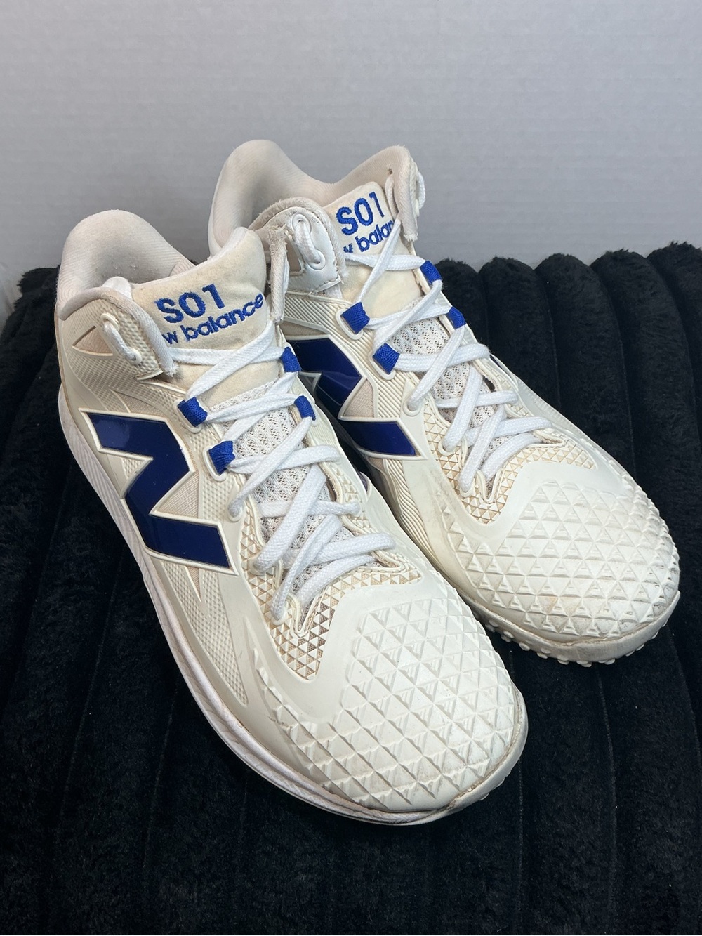 New Balance FuelCell Ohtani 1 Turf Trainer Shoe White Chrome Blue TSHOWB1 Men 10